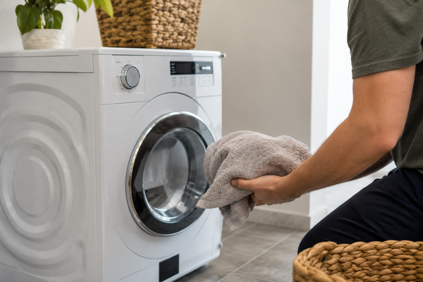 Moderne wasruimte met gewassen doek